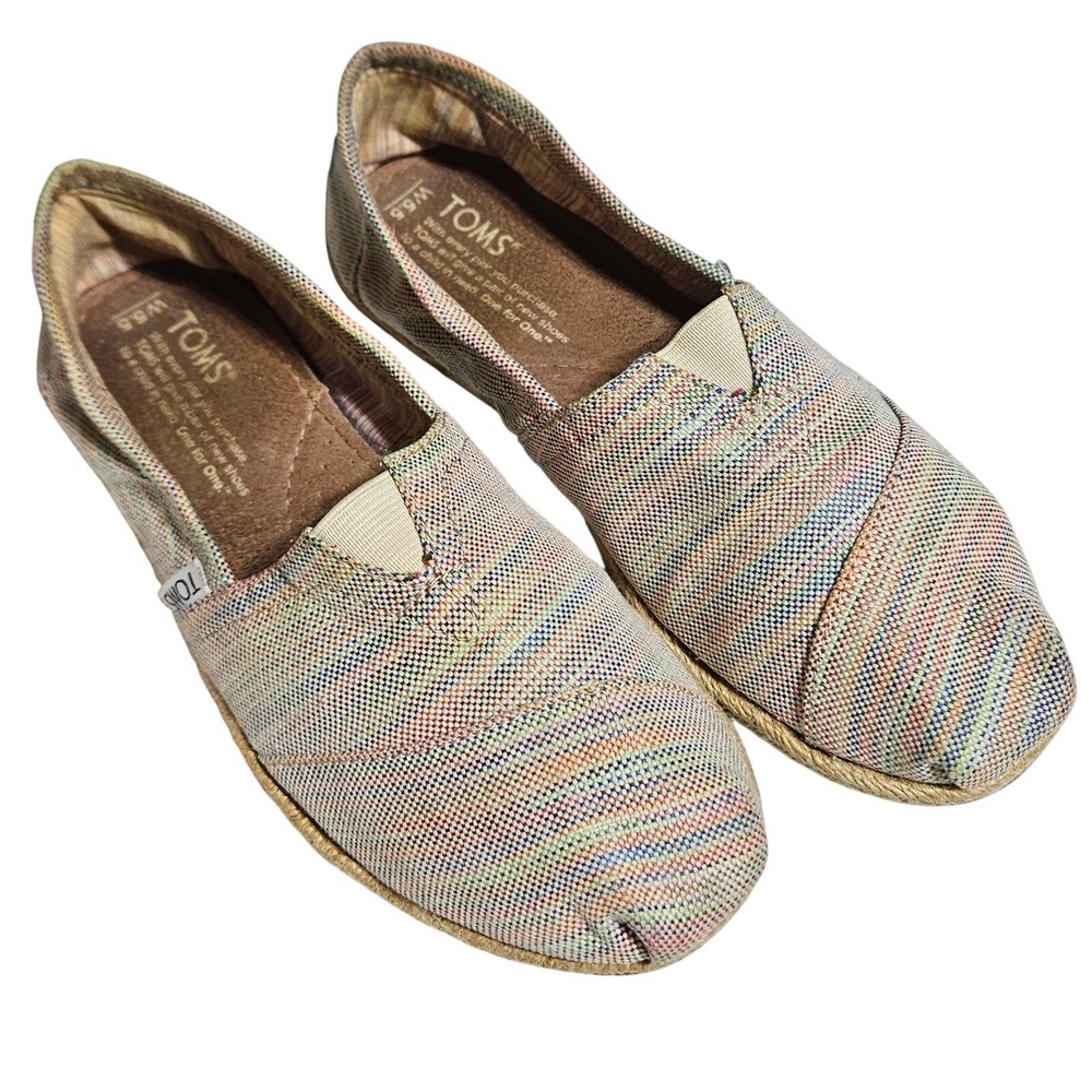 TOMS Multicolor Striped Woven Alpargata Slip On Shoes Size 5.5 Boho Espadrille